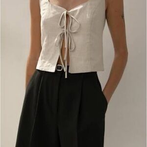 OAK + FORT Cream Tie-Front Tank Top